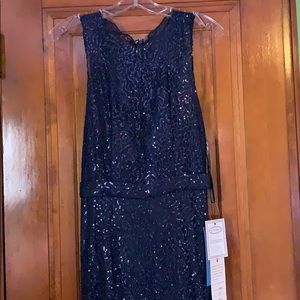 Navy Blue Sequin Prom/Military Ball Dress